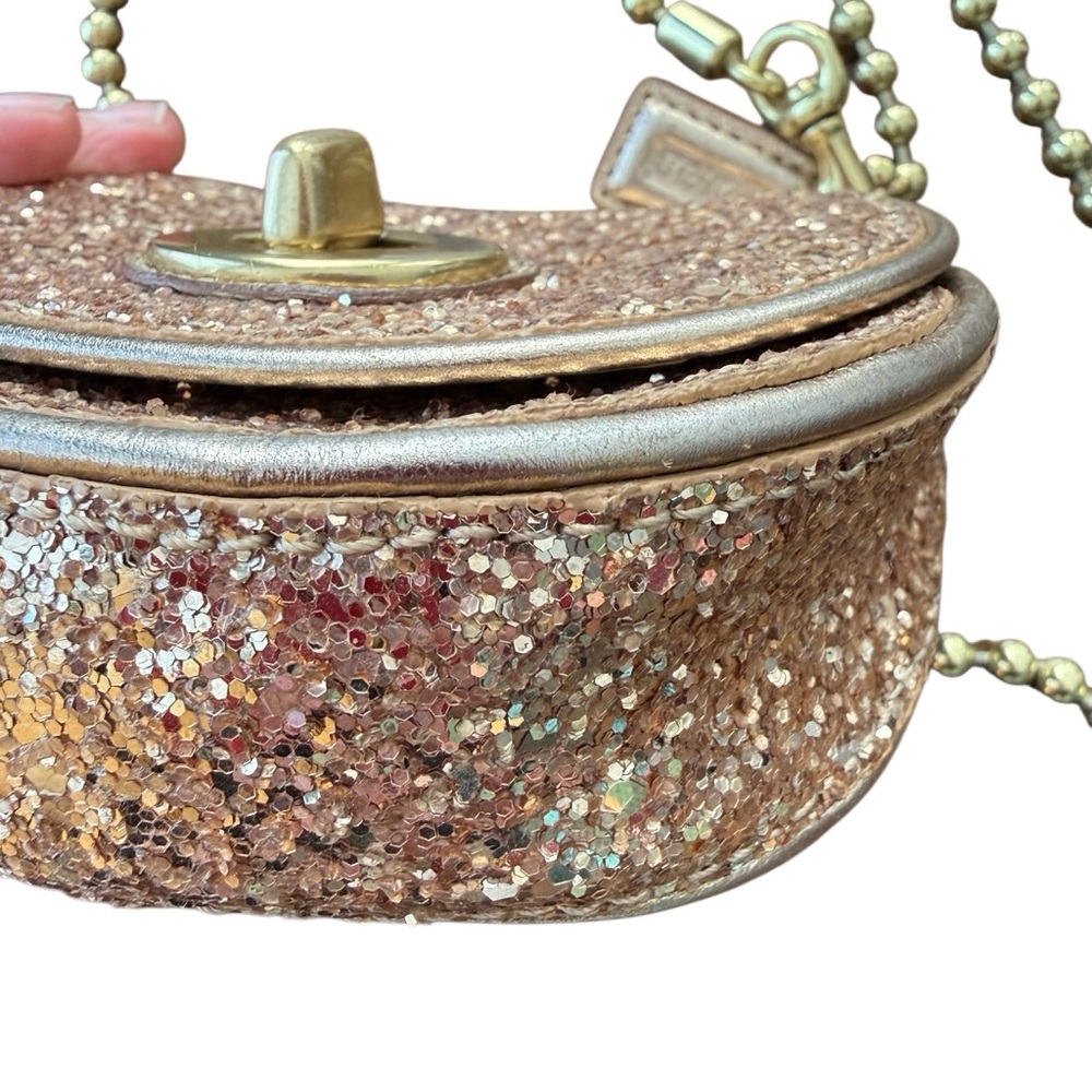COACH POPPY Limited Edition Gold Mini Sparkling Saddle Crossbody - Picture 7 of 14